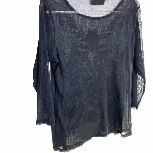 Black Mesh Embroidered Top - Picture 8 of 9